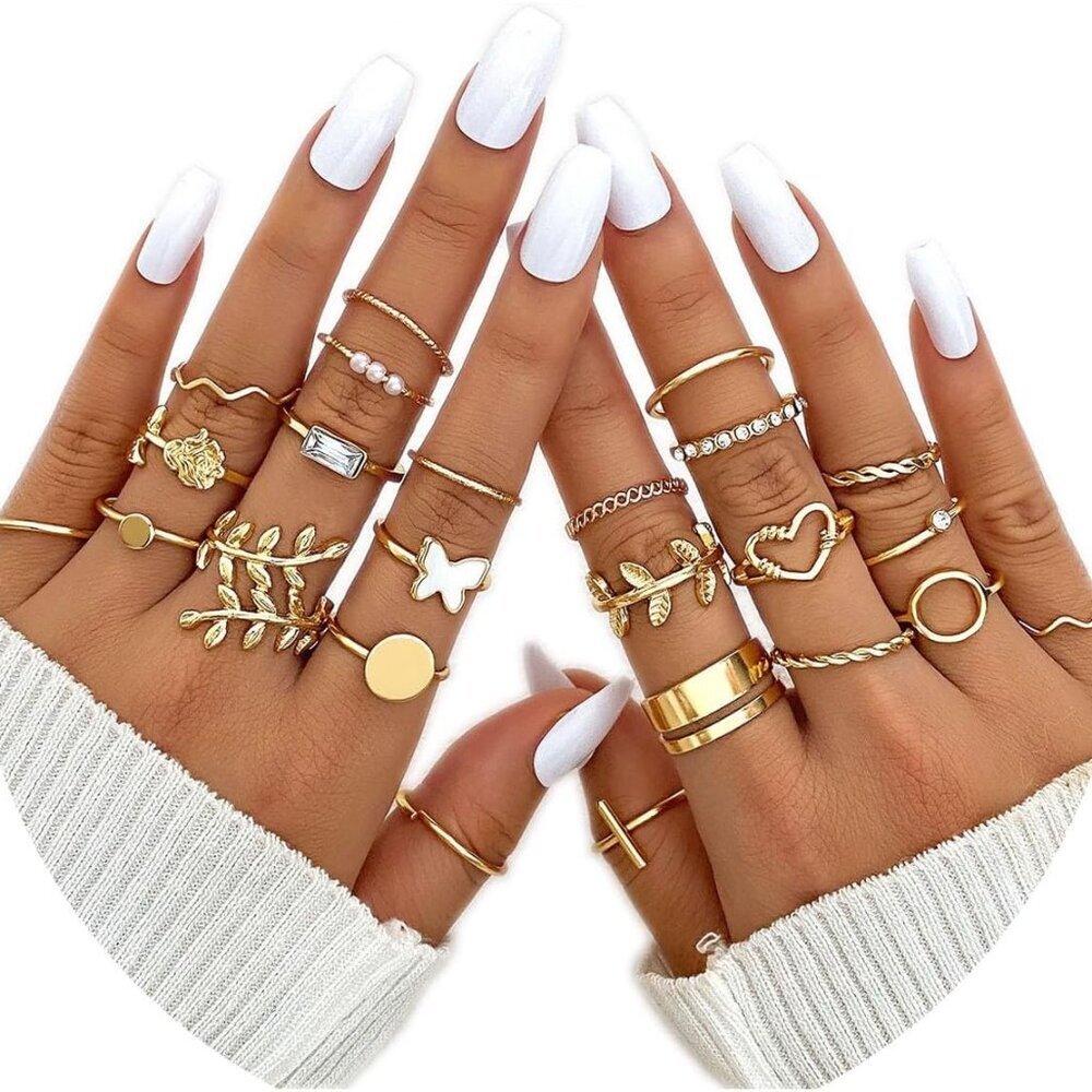 Boho Retro Stackable Rings Sets for Women Knuckle Joint Finger Knuckle Nail Ring